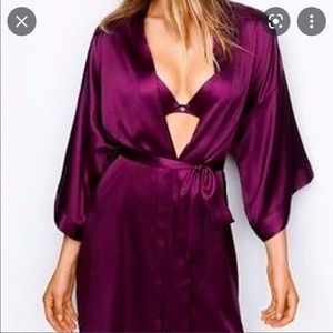 NWOT Victorias Secret Burgundy Satin Robe